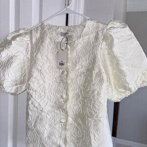 NWT Avara Ruth Ivory Brocade Top